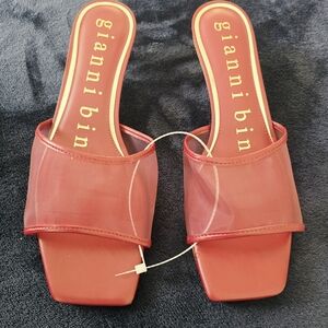 Gianni Bini Red Mules with Block Heel